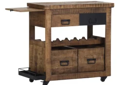 INTERhome Barwagen BARNEY 97 x 85 cm Mango Massivholz/schwarz