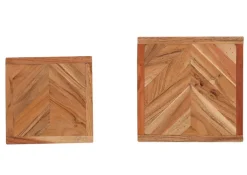 INTERhome Beistelltisch CHUCK Akazie Massivholz Set 2-tlg. Durchmesser 23/19 cm pulverbeschichtet Natur