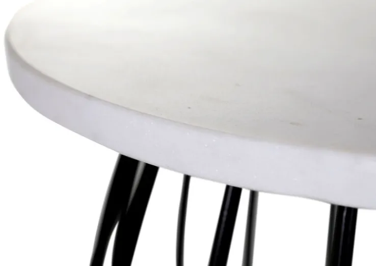 INTERhome Beistelltisch CHUCK Marmor Ø 30 cm Höhe 56 cm Marmor-Dekor Weiß