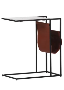 INTERhome Beistelltisch CHUCK Marmor 50 x 28 x 56 cm pulverbeschichtet Marmor-Dekor Weiß