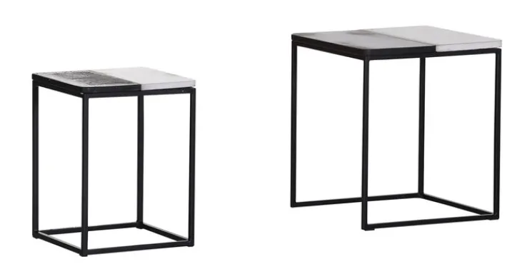 INTERhome Beistelltisch GATSBY 2-teilig schwarz/ weiß