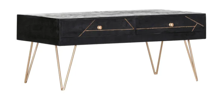 INTERhome Couchtisch SCAN schwarz/ goldfarbig