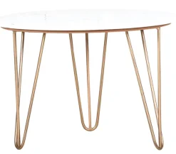 INTERhome Couchtisch STEEN 65 x 45 cm Marmor weiß/ goldfarbig