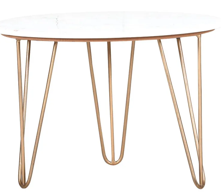 INTERhome Couchtisch STEEN 65 x 45 cm Marmor weiß/ goldfarbig