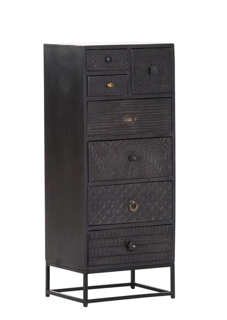 INTERhome Kommode ADELIA 45 x 110 cm Mango massiv schwarz gebeizt/lackiert