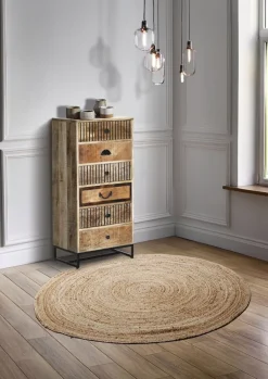 INTERhome Kommode GENESIS 50 x 100 cm Mango massiv natur/schwarz