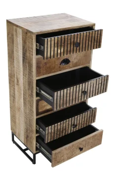 INTERhome Kommode GENESIS 50 x 100 cm Mango massiv natur/schwarz