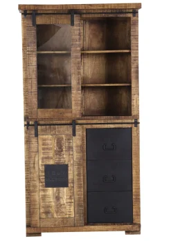 INTERhome Vitrine BARNEY 100 x 190 cm Mango Massivholz/schwarz