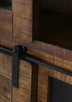 INTERhome Vitrine BARNEY 100 x 190 cm Mango Massivholz/schwarz