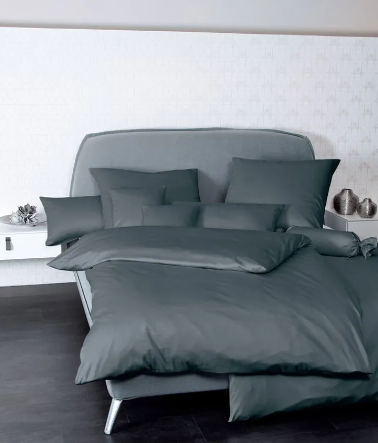 janine Mako-Satin-Bettwäsche COLORS 200 x 200 cm anthrazit