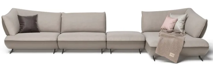 JOOP! Ecksofa 450 x 172 cm Stoffbezug fels- /sandbeige