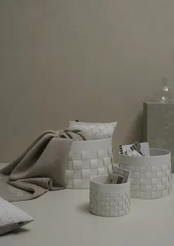 JOOP! Korb CORNFLOWER Kunstleder Ø 20,5 cm Höhe 16 cm Weiß