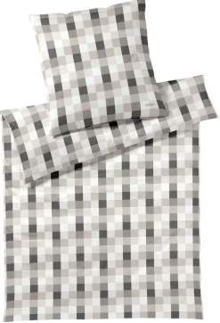 JOOP! Mako-Satin-Bettwäsche MESH 155 x 220 cm beige/grau