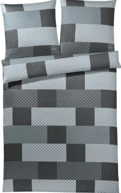 JOOP! Satin-Bettwäsche CHESSBOARD 135 x 200 cm grau