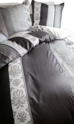 JOOP! Satin-Bettwäsche ORNAMENT STRIPES 155 x 220 cm schwarz