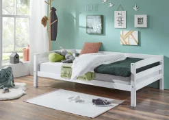 Kinder Juniorbett 90 x 200 cm Buche Massiv weiß