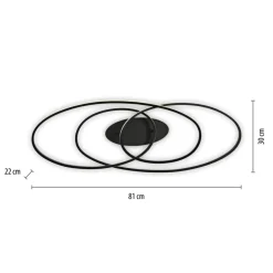 JUST LIGHT LED Deckenlampe LUMACA 81 x 30,5 cm schwarz