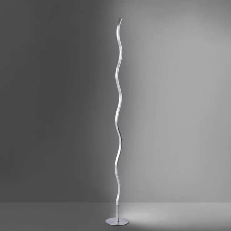 JUST LIGHT LED Stehlampe WAVE 120 cm stahlfarbig
