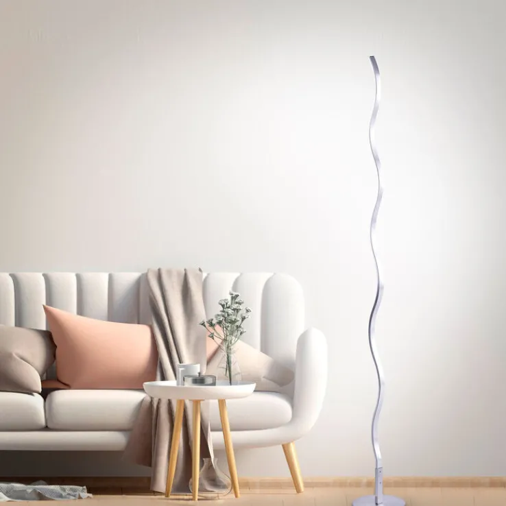 JUST LIGHT LED Stehlampe WAVE 120 cm stahlfarbig