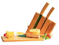 JUST VEGAN Messerblock mit Schneidebrett CERA 5-teilig grün