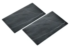 JUSTINUS Herdabdeckplatten LIFESTYLE 2er Set Glas grau/ schwarz