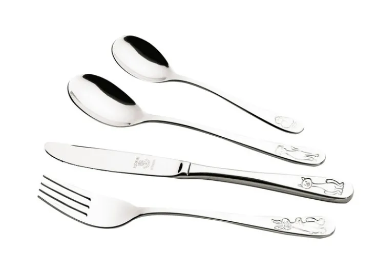 JUSTINUS Kinderbesteck TIERE 4-teilig Edelstahl silberfarbig