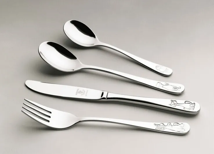 JUSTINUS Kinderbesteck TIERE 4-teilig Edelstahl silberfarbig