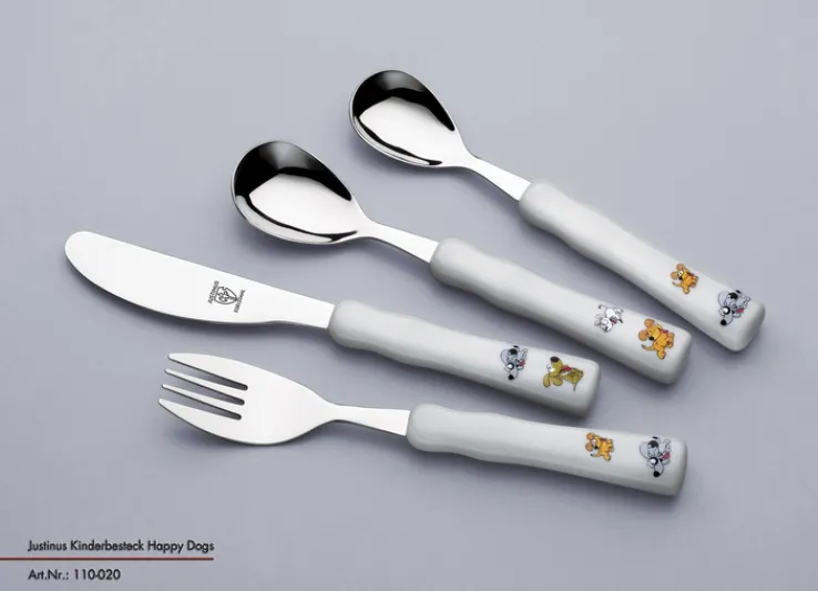 JUSTINUS Kinderbesteck-Set HAPPY DOGS 4-teilig Edelstahl