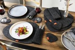 JUSTINUS Tisch-Set LIFESTYLE 12-teilig Filz anthrazit