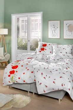kaeppel Seersucker-Bettwäsche RED POPPY 135 x 200 cm rot