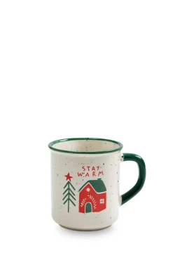 Kaffeebecher MERRY CHRISTMAS Steingut 430ml Weiß/Mehrfarbig