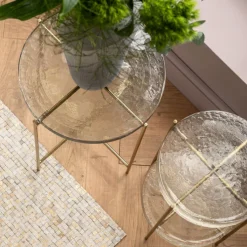 KARE DESIGN Beistelltisch rund ICE 40 cm Stahl/Glas goldfarbig