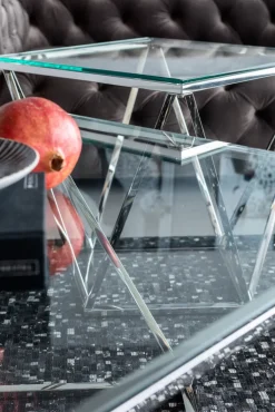 KARE DESIGN Couchtisch CRISTALLO 45 x 80 cm Edelstahl/Glas weiß