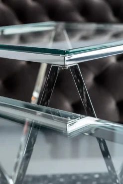 KARE DESIGN Couchtisch CRISTALLO 45 x 80 cm Edelstahl/Glas weiß