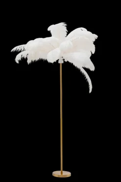 KARE DESIGN Deko-Stehleuchte FEATHER PALM weiß/goldfarbig