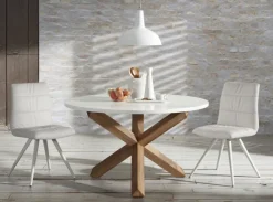 Kave Home Esstisch rund LOTUS 120 cm Buche NB /weiß NB