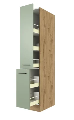 QUARTIER Küche Apotheker-Hochschrank Fiona 200 cm Eiche / grün