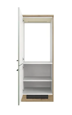 QUARTIER Küche Geräteumbauschrank Fiona 60 cm Eiche / grün