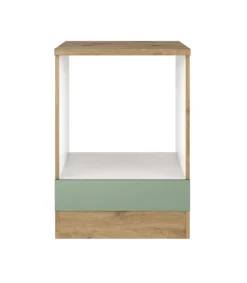 QUARTIER Küche Herdumbauschrank Fiona 85 cm Eiche / grün