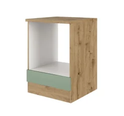 QUARTIER Küche Herdumbauschrank Fiona 85 cm Eiche / grün
