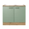 QUARTIER Küche Spülenunterschrank Fiona 85 cm Eiche / grün