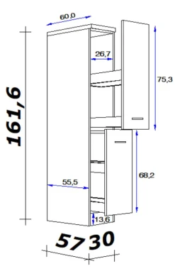 QUARTIER Küchen Apothekerschrank LUKE Eiche/ weiß
