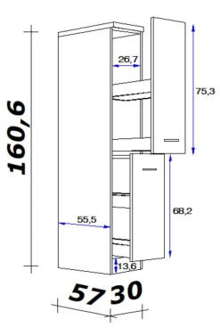 QUARTIER Küchen Apothekerschrank NANO Buche