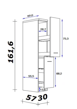 QUARTIER Küchen Apothekerschrank NEO 30 x 161 x 57 cm weiß