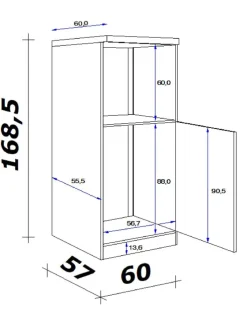QUARTIER Küchen Geräteumbauschrank LUCCA 168,5 cm weiß/ grau