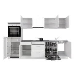 QUARTIER Küchen Geräteumbauschrank LUCCA 168,5 cm weiß/ grau