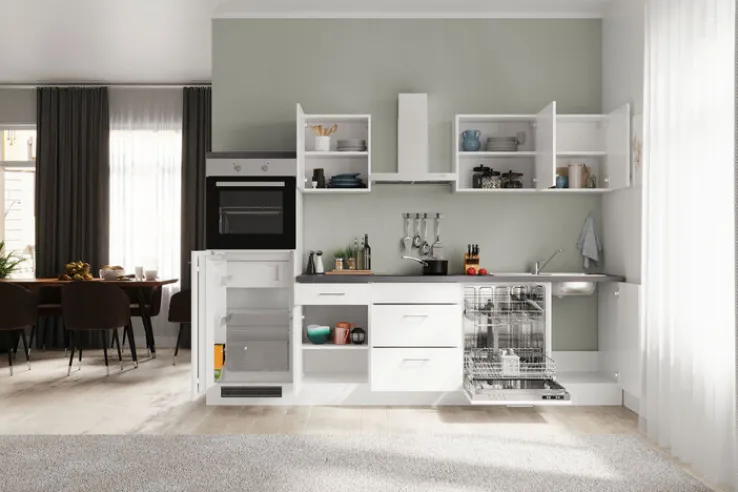QUARTIER Küchen Geräteumbauschrank LUCCA 168,5 cm weiß/ grau