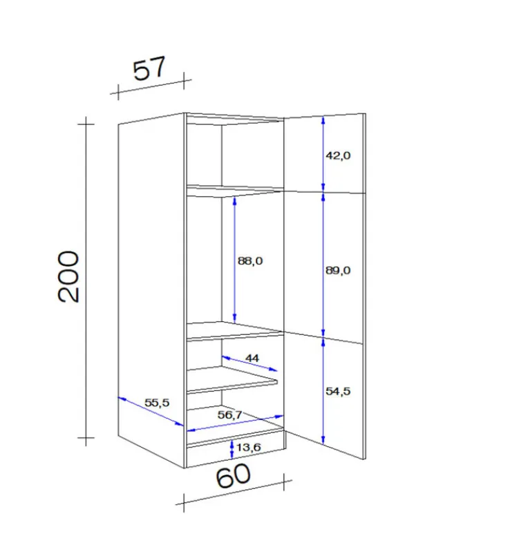 QUARTIER Küchen Geräteumbauschrank LUCCA 200 cm weiß
