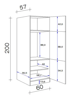 QUARTIER Küchen Geräteumbauschrank RALPH 200 cm Eiche/ grau