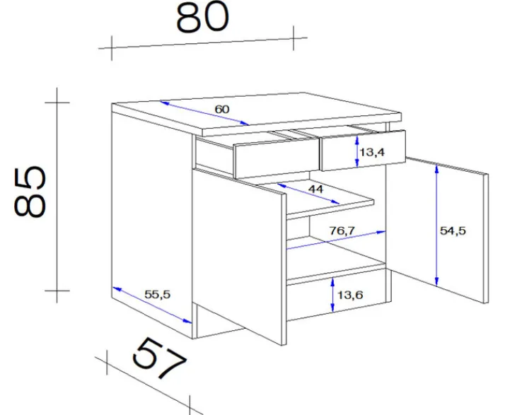 QUARTIER Küchen Unterschrank AVILA V Eiche /weiß matt